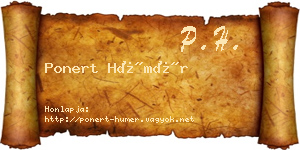 Ponert Hümér névjegykártya